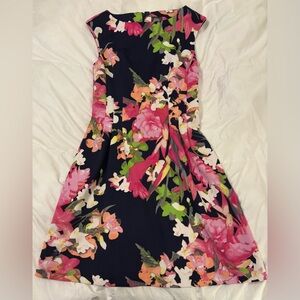 Vince Camuto Floral Dress - Navy, Pink, Green, White, and Orange